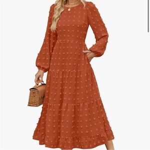 Elegant Rust Orange Women's Dress